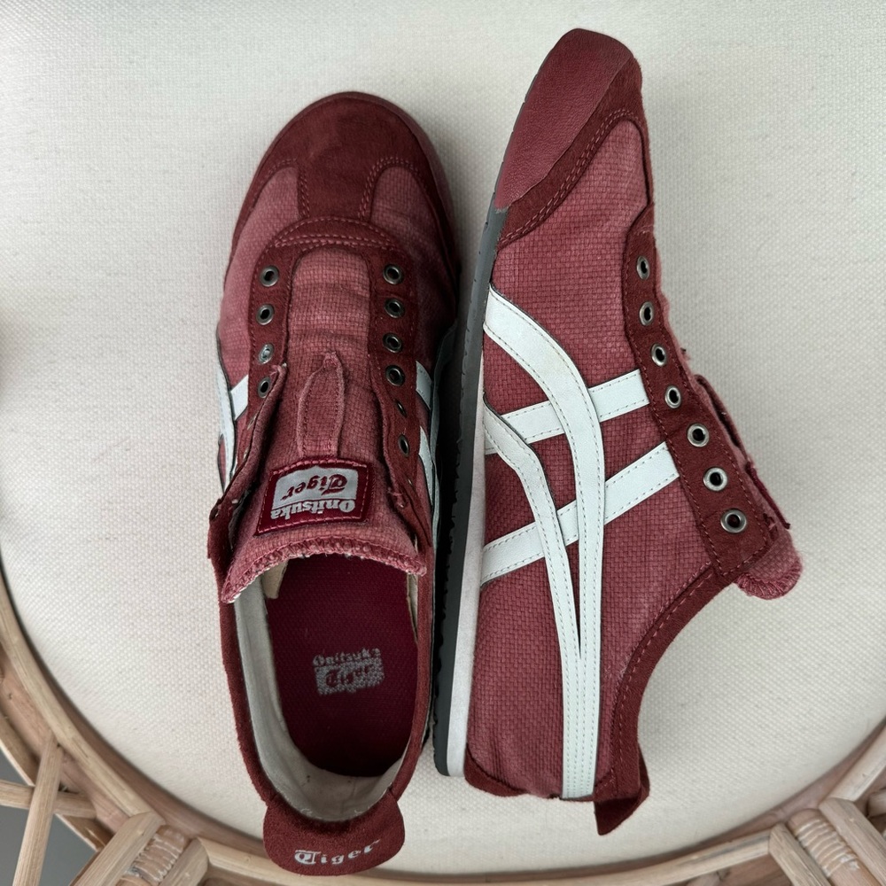 Onitsuka Tiger Mexico 66 Slip-On Maroon Brick Red and White